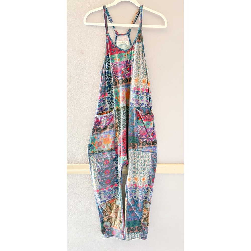 Natural Life Lucy Harem Patchwork Floral Harem Jumpsuit Boho Size XS